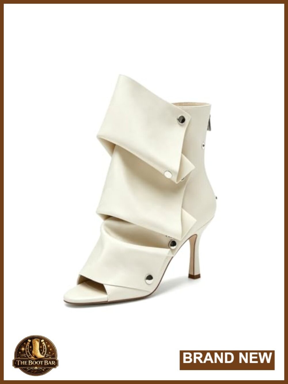 Faux Leather Foldover Ruched Ankle Boots Pointy Open Toe Stiletto Short Booties